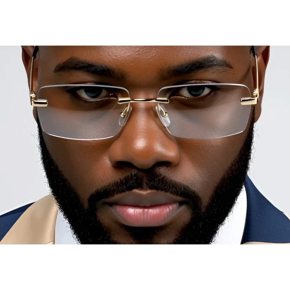Frameless Glasses Gold Frame Clear Lens Lightweight Fashion Eyeglasses Lentes‎